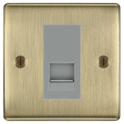 BG Nexus Antique Brass Single Master Telephone Socket, Screw Terminal - Grey Inserts by British General (BG-NABBTMS1G)