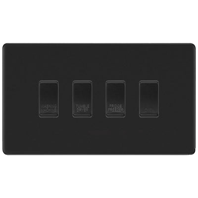 BG Screwless Matt Black 4 Gang Custom Appliance Grid Switch Panel Kitchen