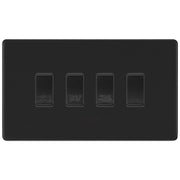 BG Screwless Matt Black 4 Gang Custom Appliance Grid Switch Panel Kitchen by British General (BG-Screwless-MB-Kitchen-Appliance-4Gang)