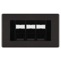 BG Screwless Black Nickel 3 Gang RJ45 Cat5e Data Socket Black Inserts