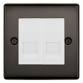 BG Nexus Black Nickel Double Master Telephone Socket, Screw Terminal - White Insert