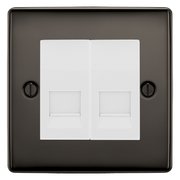 BG Nexus Black Nickel Double Master Telephone Socket, Screw Terminal - White Insert by British General (BG-NBNBTMS2W)