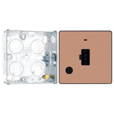BG Evolve Polished Copper 13A Unswitched Spur with Neon and Flex Outlet PCDCP54B with 25mm Steel Back Box