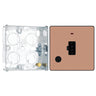 BG Evolve Polished Copper 13A Flex Outlet Neon Unswitched Fused Connection Unit PCDCP54B with 25mm Steel Back Box