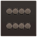 BG Black Nickel Screwless Flat Plate 8 Gang Trailing Edge LED Dimmer Light Switch 2 Way Custom Switch