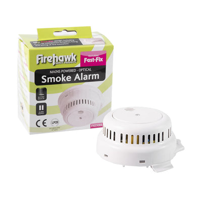 Mains Optical Smoke Alarm with Alkaline Battery Backup - Firehawk FHN250BB by Firehawk (Safelincs-FIFHN250BB)