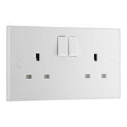 BG 922 Moulded Square Edge | White | 2 Gang 13A 1 Pole Switched Socket by British General (BG-922)