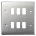 BG GNBS6 Nexus Grid Brushed Steel 6 Module Front Plate