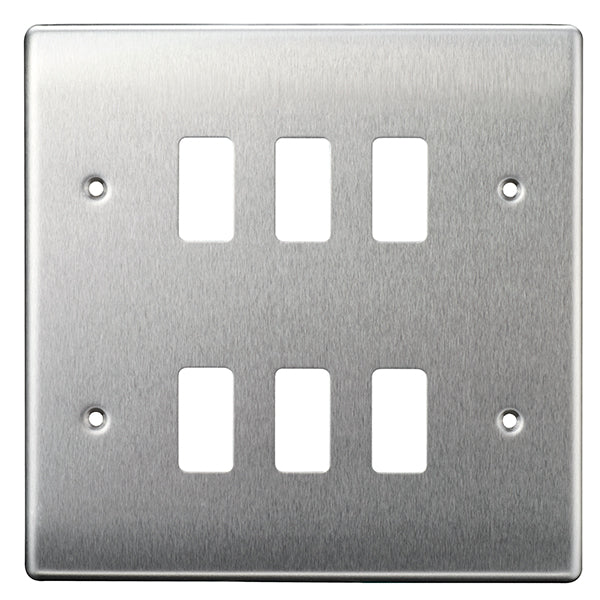 BG GNBS6 Nexus Grid Brushed Steel 6 Module Front Plate