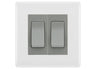 BG Nexus White Moulded 2-Gang Light Switch 1x 2-Way + 1x Intermediate – Grey Inserts by British General (BG-Nexus-WM-2G-Combo-1x INT-1x 2WAY GR)
