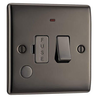 BG Nexus Black Nickel 13A Flex Output Neon Switched Fused Connection Unit NBN53 with 35mm Steel Back Box