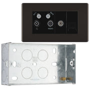 BG Screwless Black Nickel Quadplex TV FM SAT (x2) FBN69 with 35mm Steel Back Box by British General
