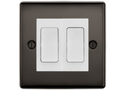 BG Nexus Black Nickel 2 Gang 20AX 2-Way Switch Custom Grid – White Insert by British General (BG-Nexus-BN-2G-Combo-2x2WAY-WH)