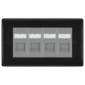 BG Nexus Matt Black 4 Gang RJ45 Cat6 Data Socket Outlet Grey Inserts