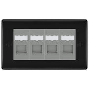 BG Nexus Matt Black 4 Gang RJ45 Cat6 Data Socket Outlet Grey Inserts by British General (BG-NFBRJ454G)