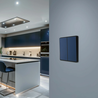 BG Evolve Matt Blue 2 Gang 2-Way 20A Edge to Edge Rocker Light Switch | PCDDB42EB by British General (BG-PCDDB42EB)
