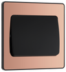 BG Evolve PCDCP12WB Polished Copper 1 Gang 20A 16AX 2 Way Wide Rocker Light Switch - Black Insert by British General (BG-PCDCP12WB-Shopify-SA_1)
