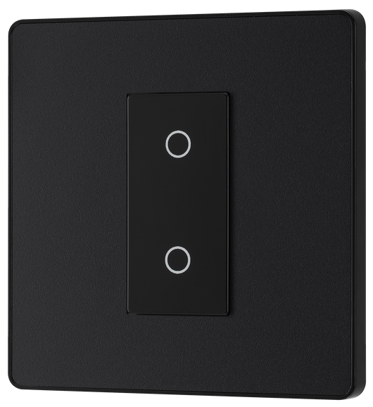 PCDMBTDM1B Front - This Evolve Matt Black single master trailing edge touch dimmer allows you to control your light levels and set the mood.