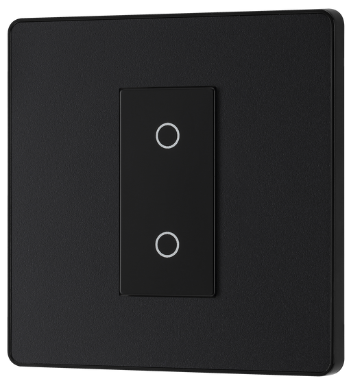 PCDMBTDM1B Front - This Evolve Matt Black single master trailing edge touch dimmer allows you to control your light levels and set the mood.