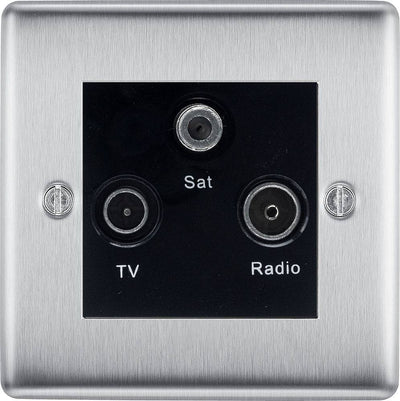 BG Nexus Metal Brushed Steel TV/FM/SAT Socket NBS67B by British General (BG-NBS67B)