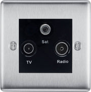 BG Nexus Metal Brushed Steel TV/FM/SAT Socket NBS67B by British General (BG-NBS67B)