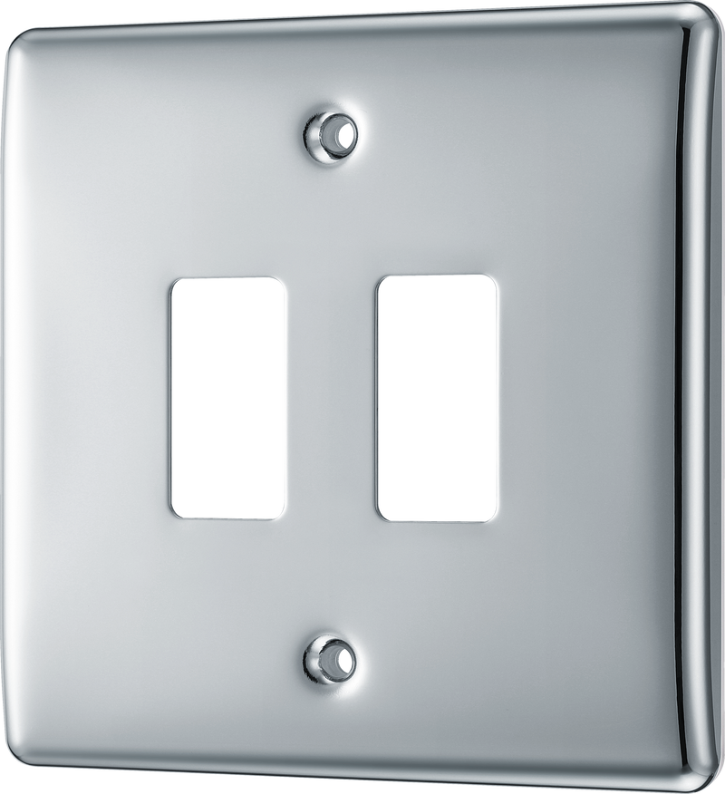 BG RNPC2 Nexus Grid Polished Chrome 2 Module Front Plate