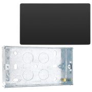 BG Evolve Black Chrome 2 Gang Double Blank Plate PCDBC95B with 25mm Steel Back Box
