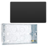 BG Evolve Black Chrome 2 Gang Double Blank Plate PCDBC95B with 25mm Steel Back Box by British General