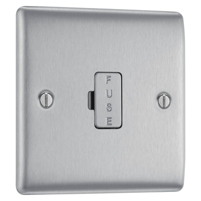BG Nexus Brushed Steel 13A Unswitched Fused Connection Unit NBS54 with 35mm Steel Back Box
