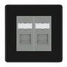 BG Screwless Matt Black 2 Gang RJ45 Data Socket FFBRJ452G Grey Inserts by British General