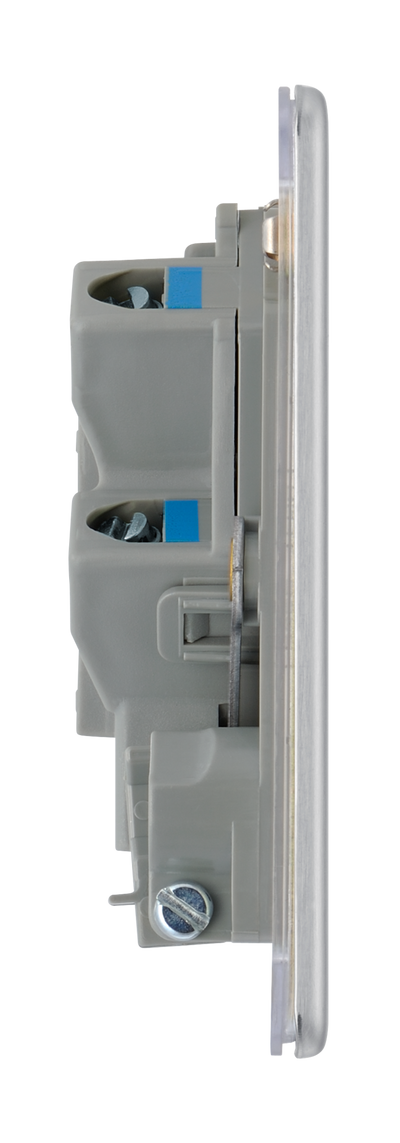 BG Electrical FBS55 Nexus Screwless Flat-Plate Unswitched Fused Connection Spur Unit Flex Output Brushed Steel 13A