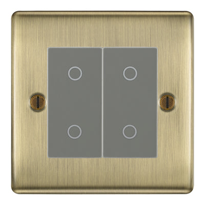 BG Nexus Antique Brass Double Secondary Touch Dimmer Switch - Grey Insert by British General (BG-EMTDSG+NABEMS2)