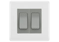 BG White Moulded 2 Gang Intermediate Light Switch Custom Grid – Grey Insert