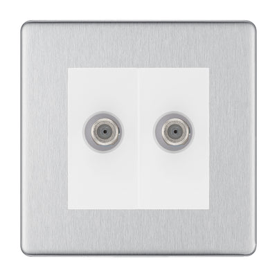 BG Screwless Brushed Steel Double Satellite Socket FBS642W by British General (BG-FBS642W)
