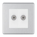 BG Screwless Brushed Steel Double Satellite Socket FBS642W
