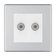 BG Screwless Brushed Steel Double Satellite Socket FBS642W by British General (BG-FBS642W)