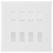 BG Nexus White Moulded 8 Gang Switch 4x Trailing Edge LED Dimmer 4x 2Way Custom Switch by British General (BG-Nexus-WM-8G-CUSTOM-4x-Dimmer-4x-2WAY)