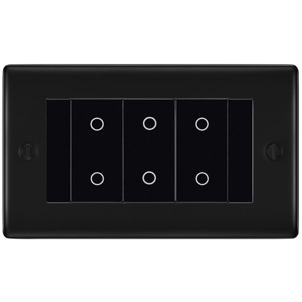 BG Nexus Matt Black Triple Master Touch Dimmer Switch Black Inserts