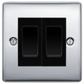 BG Nexus Polished Chrome 2 Gang Intermediate Light Switch Custom Grid – Black Insert