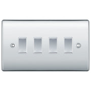 BG Polished Chrome 4 Gang Light Switch 1x Intermediate 3x 2 Way Custom Switch by British General (BG-NEXUS-PC-4G-CUSTOM-1x-INT-3x-2WAY-SP)