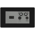 BG Screwless Matt Black 4G Faceplate with HDMI + TV/FM/SAT Module - Grey Insert