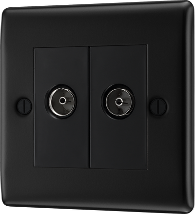 BG NFB61 Nexus Metal Matt Black Double TV Aerial Socket by British General (BG-NFB61)