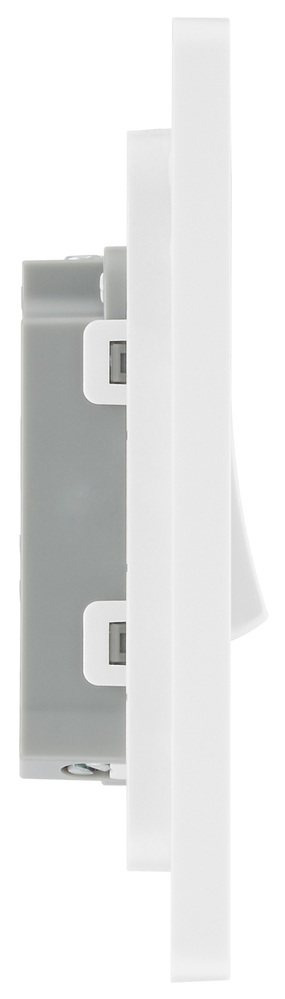 BG PCDCL14W Pearlescent White Evolve 10AX 1 Way Press Switch - White Insert