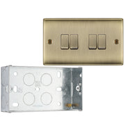 BG Nexus Antique Brass 4 Gang 20A 16AX 2 Way Light Switch NAB44 with 35mm Steel Back Box
