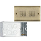 BG Nexus Antique Brass 4 Gang 20A 16AX 2 Way Light Switch NAB44 with 35mm Steel Back Box