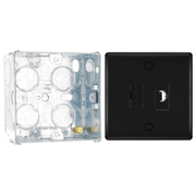 BG Nexus Matt Black 13A Unswitched Spur + Cable Outlet NFB55 with 35mm Steel Back Box