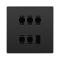 BG Evolve Black Chrome 5 Gang Trailing Edge LED Dimmer Light Switch 2 Way Custom Switch