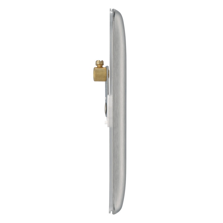 NBS94 Side - This premium brushed steel finish single blank plate from British General is ideal for covering unused electrical connections and has a sleek and slim profile, with softly rounded edges and an anti-fingerprint lacquer to reduce unsightly fingerprint marks.