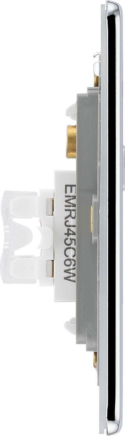 FPCRJ452 Side - This RJ45 ethernet socket from British General uses an IDC terminal connection and is ideal for home and office providing 2 networking outlets with ID windows for identification. 