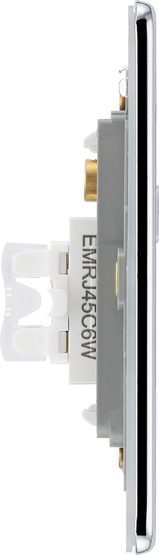 FPCRJ452 Side - This RJ45 ethernet socket from British General uses an IDC terminal connection and is ideal for home and office providing 2 networking outlets with ID windows for identification. 